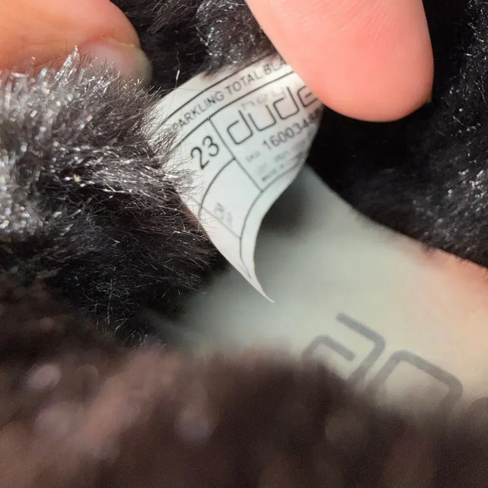 Hey Dude Britt Sparkling Total Black Glitter Cozy FauxFur Casual Shoes Toddler 7